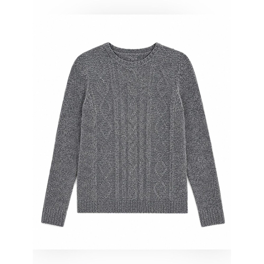 Karen Scott Women’s Gray Cable Knit Crew Neck Sweater Soft Cozy Medium - Picture 2 of 5